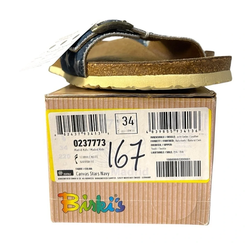 Birki’s by Birkenstock Madrid Sandals - Canvas Stars Navy - Size 34 (US 3 K/L3)